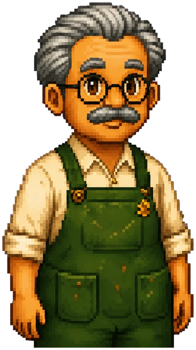 A pixel-art shopkeeper